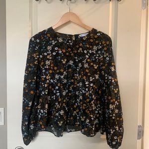 Long Sleeve Flower Print Blouse